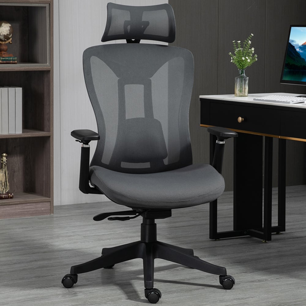 Portland Grey Mesh Swivel Reclining Office Desk Chair