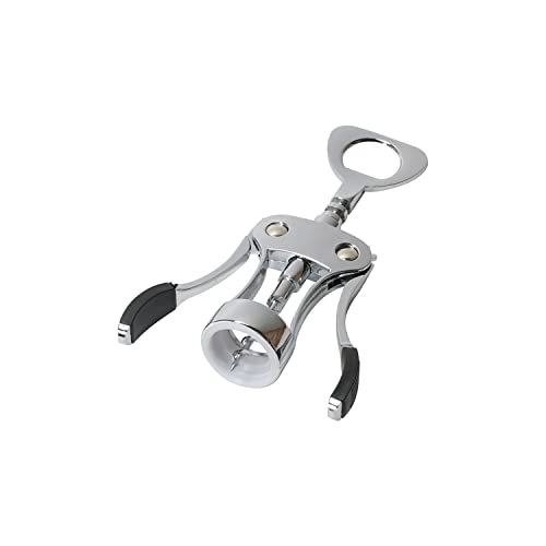 Pearl Metal CC-1642 Corkscrew, Bottle Opener, Drill Shape, Wing Type, Wine, Beer, Juice, Silver, Simple Use