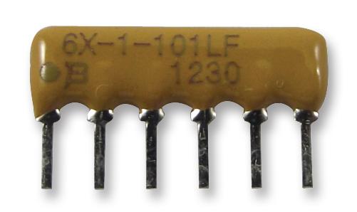 BOURNS , 4600X 2.2kΩ ±2% Bussed Resistor Array, 5 Resistors, 0.75W total, SIP, Through Hole