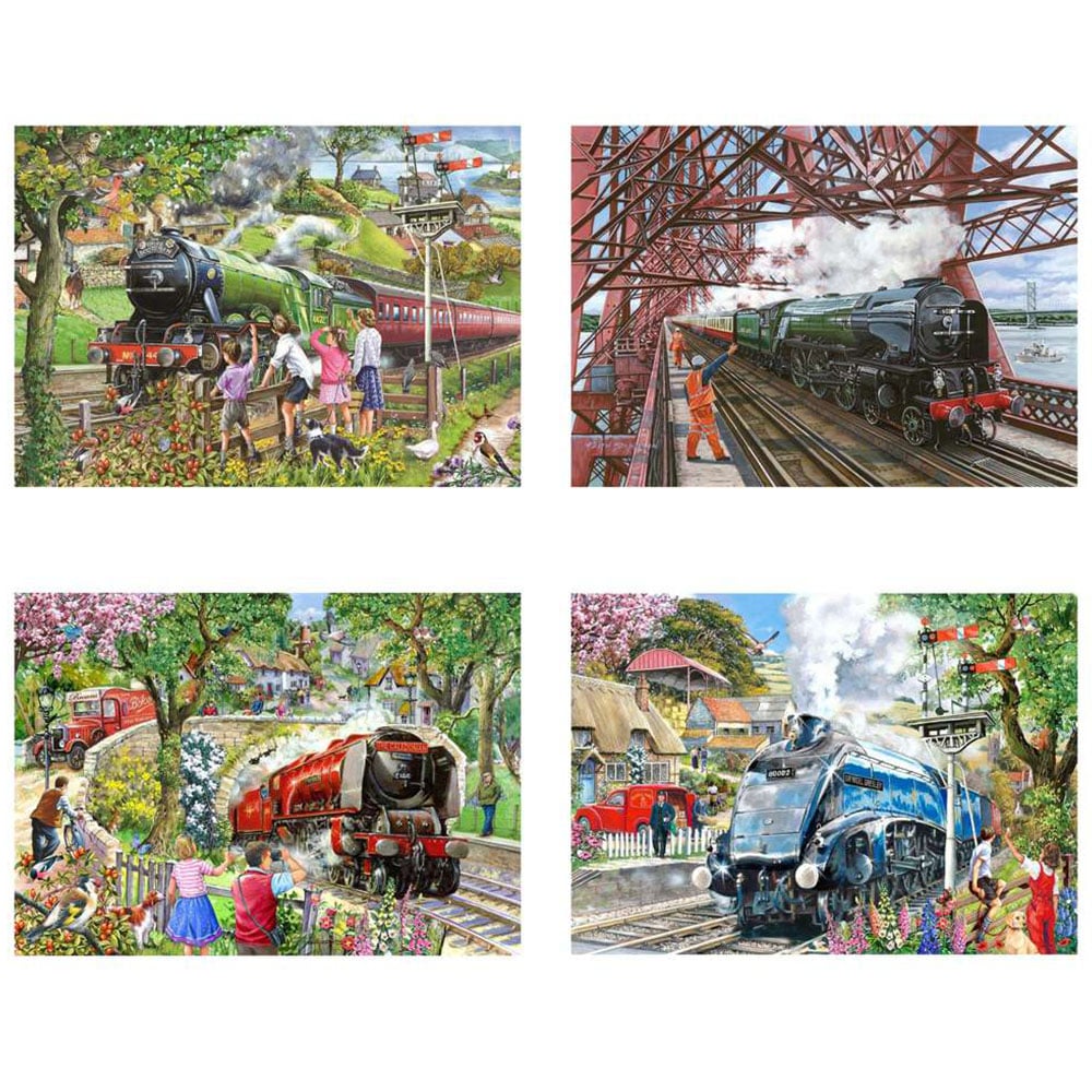 The House Of Puzzles Steaming Along Jigsaw Set - 4 x 500 Piece Jigsaws, Multi
