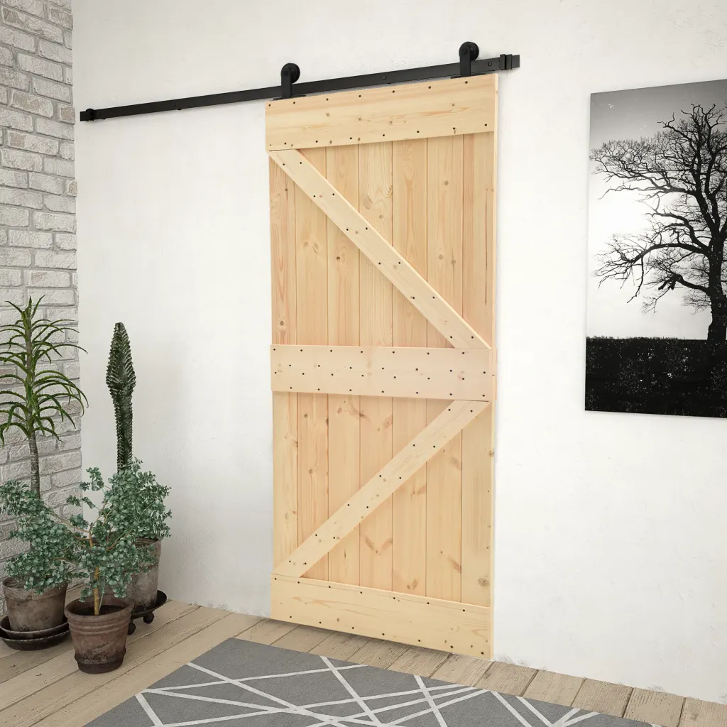 VidaXL Sliding Door with Hardware Set 100x210 cm Solid Pine Wood