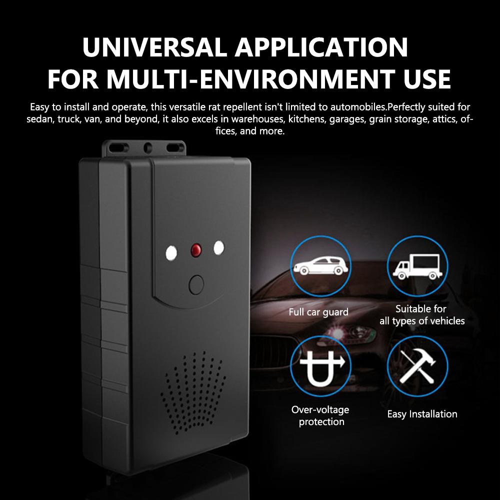 TOMTOP JMS Car Under Hood Animal Repeller Rodent Rat Repellent Mice Repeller Deterrent Device with LED Strobe black