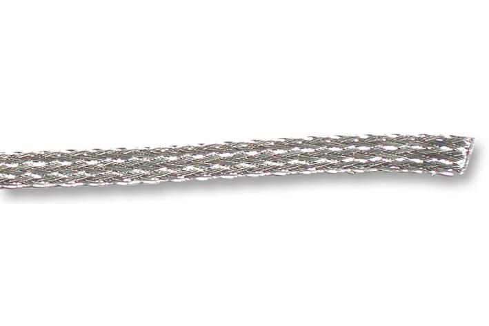 ALPHA WIRE Braided Copper Silver Cable Sleeve, 4.76mm Diameter, 30m Length, FIT Brass Braid Series