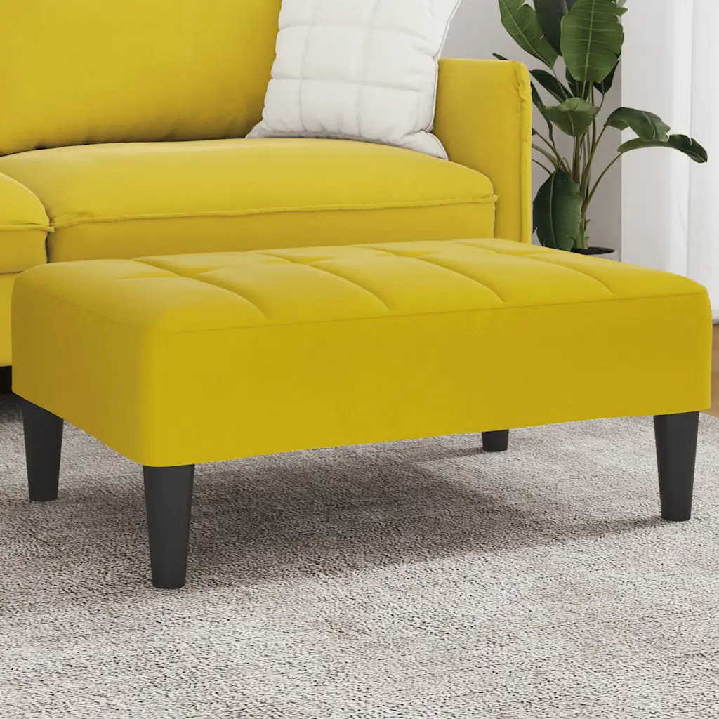 VidaXL Footstool Living Room Seat Footrest Ottoman Sofa Stool Yellow Velvet