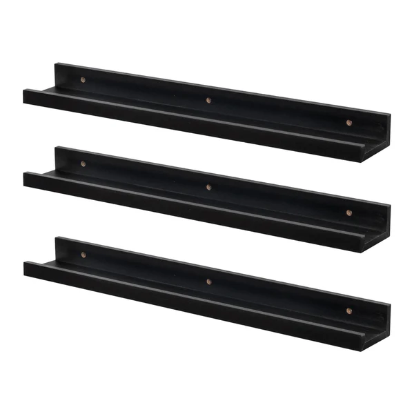 Harbour Housewares Floating Picture Ledge Wall Shelves - 57Cm - Black - Pack Of 3