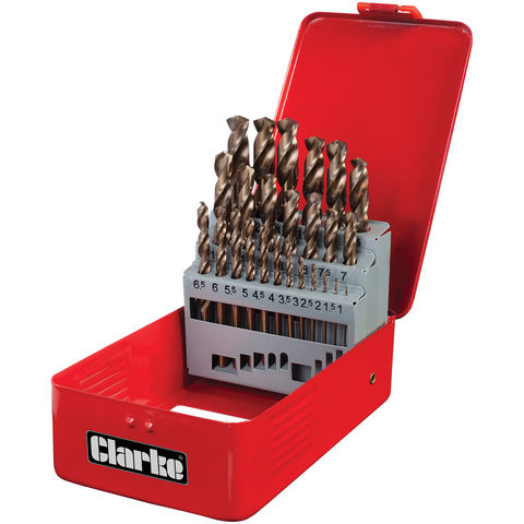 CLARKE INTERNATIONAL 1801384. Drill Bit Set, Cobalt Metric 25Pc