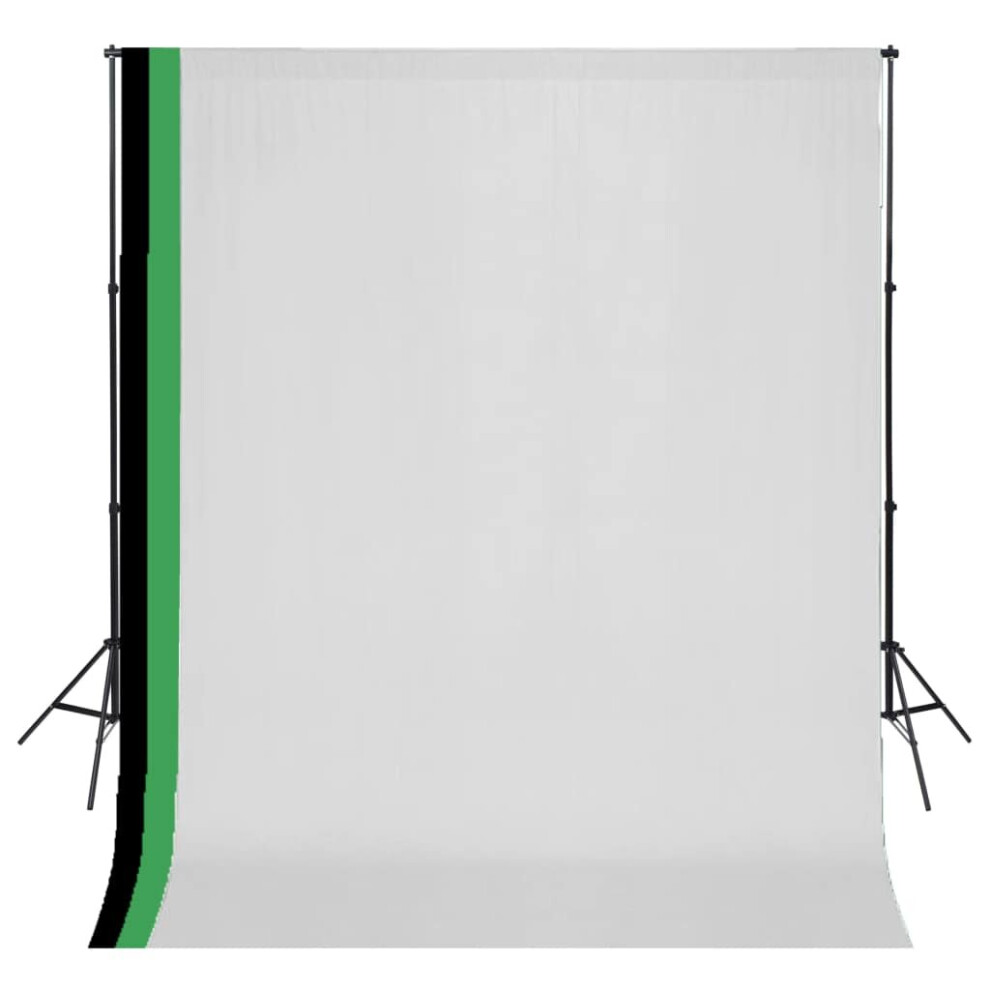 VidaXL Photo Studio Kit with 3 Cotton Backdrops Adjustable Frame 3x3m