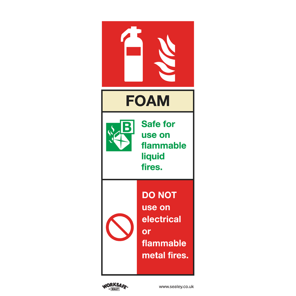 Sealey SS30V1 Safe Conditions Safety Sign - Foam Fire Extinguisher - Self-Adhesive Vinyl