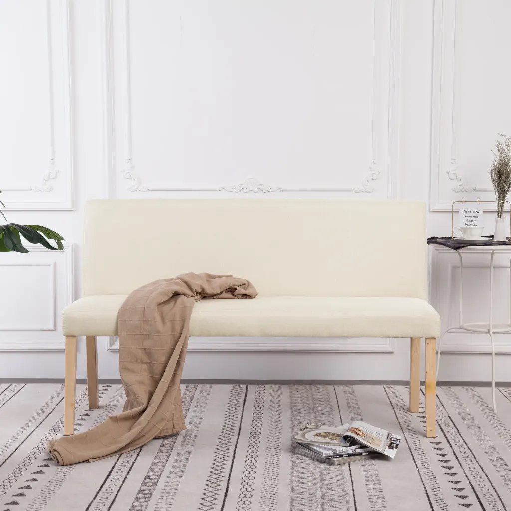 VidaXL Bench 139,5 cm Cream Polyester