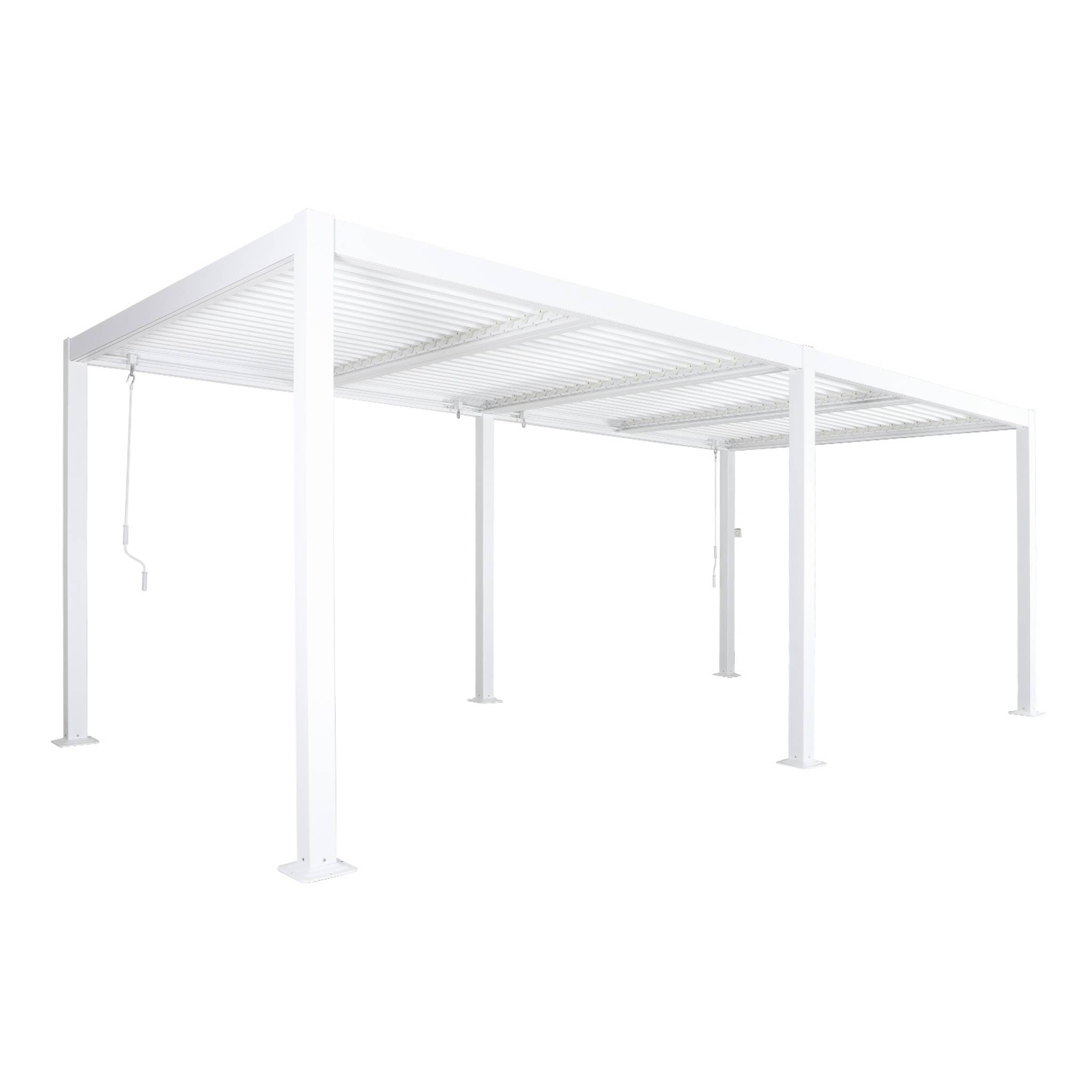 Sweeek . 3X6M Louvered Aluminium Pergola With Adjustable Roof Slats Palace White 574X292X231 Cm