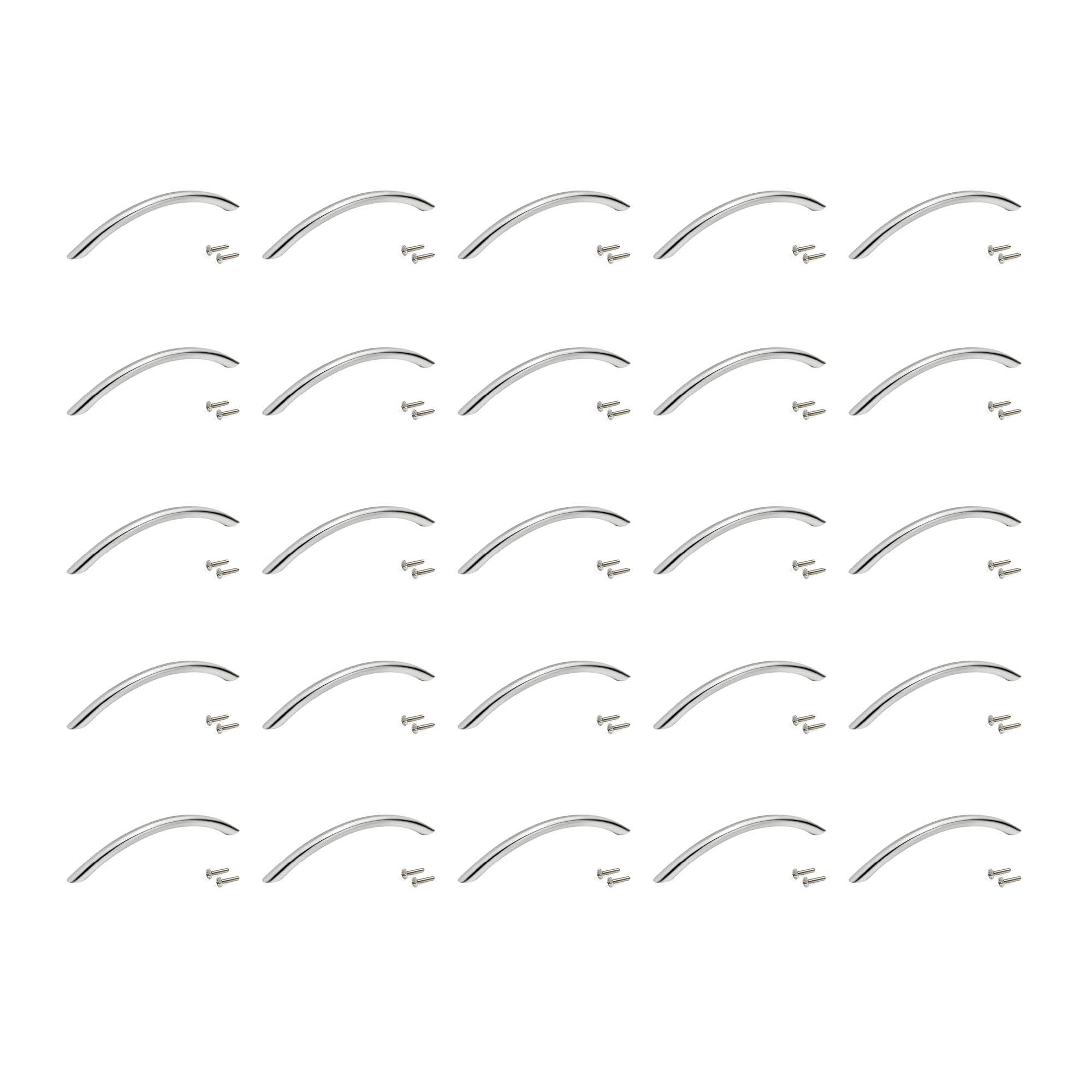 EMUCA Lotto da 25 maniglie Porto D. 10 mm in acciaio finitura nichel satinato con interasse 128 mm