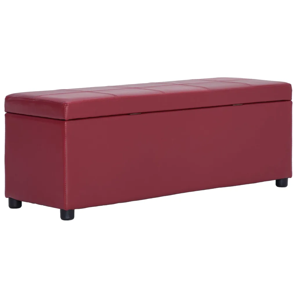 VidaXL Bench with Storage Compartment 116 cm Wine Red Faux Leather