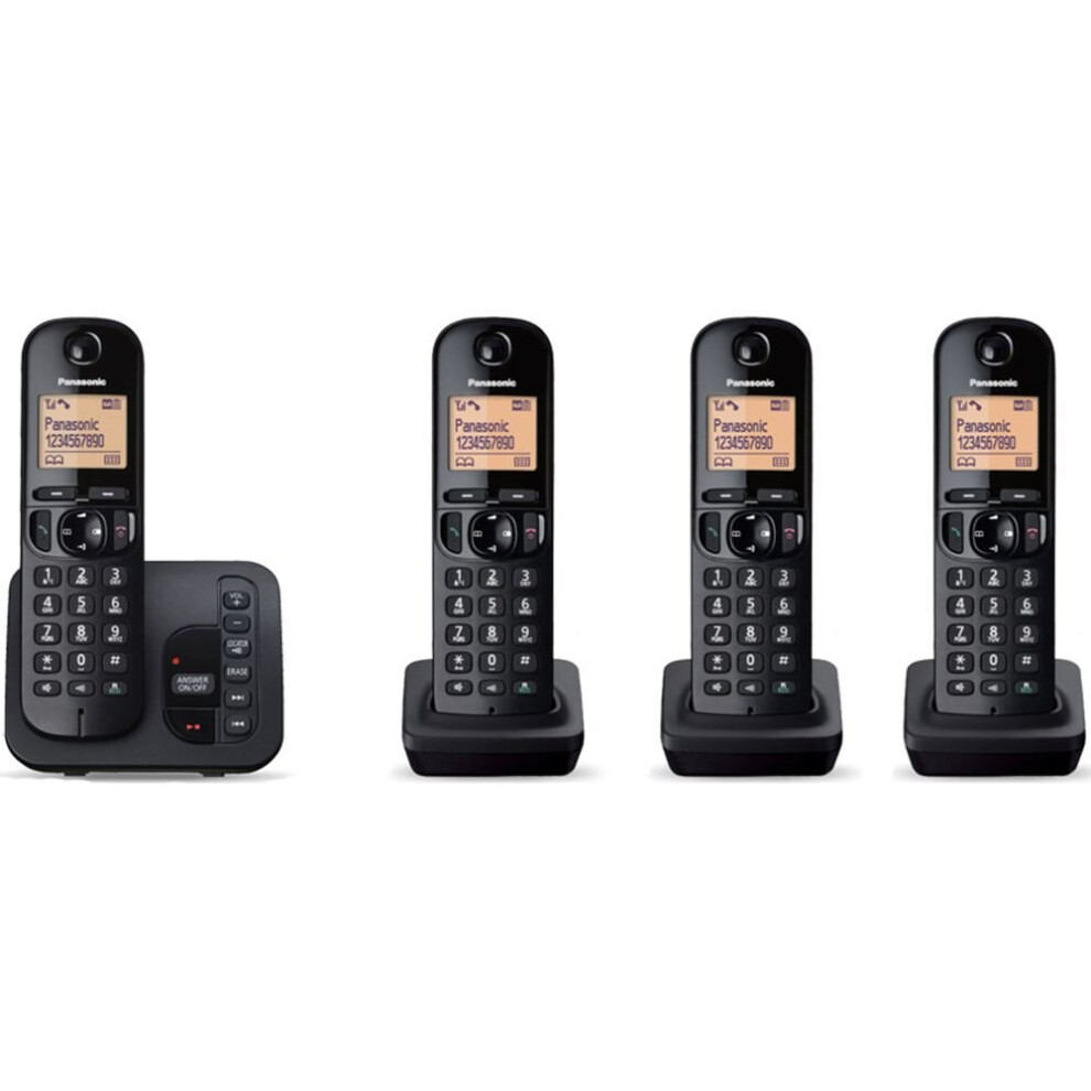 Panasonic KX-TGC224EB Cordless Telephone Black Quad Handset