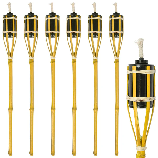 Harbour Housewares Bamboo Garden Fire Torches - 60cm - Pack of Six - Yellow