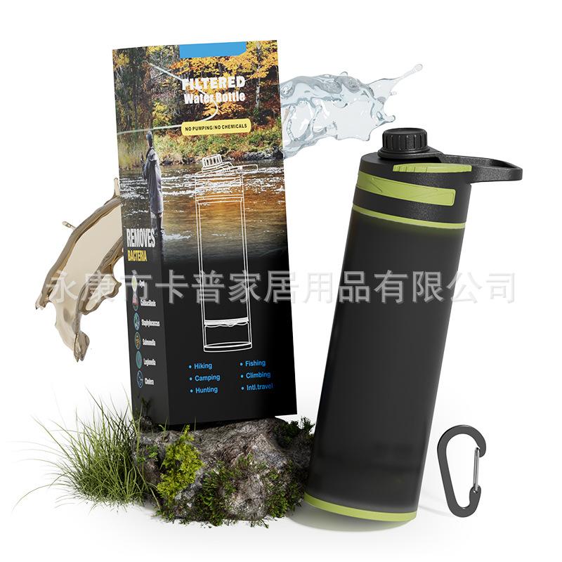 GoolRC Clearly Filtered Water Bottle Ultra-Fine Filter Portable Outdoor Water Purifier for Hiking Camping green