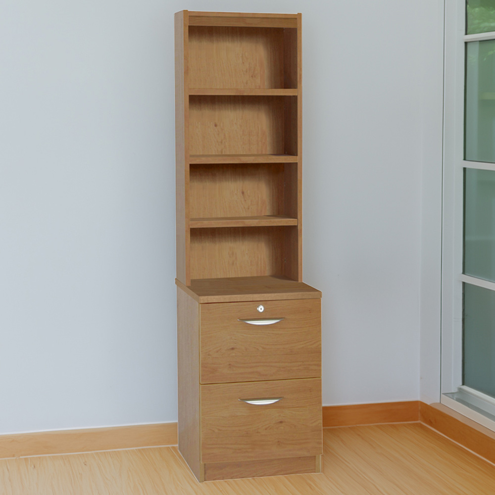 R White Cabinets Brown 2 Drawer 4 Shelf Filing Cabinet with Hutch