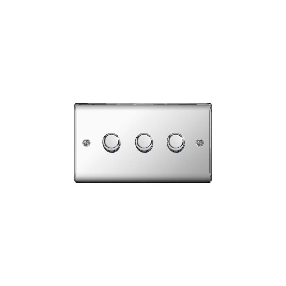 BG Electrical BG Nexus Metal Polished Chrome 3 Gang 2 Way Dimmer Switches - NPC83P