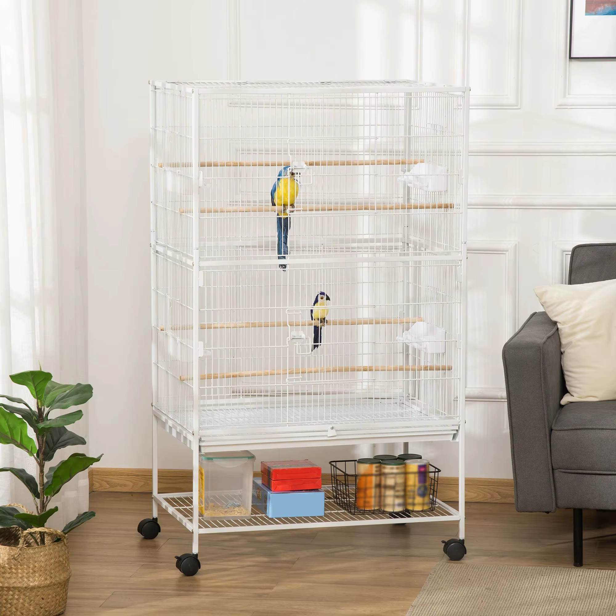 PawHut Bird Cage gray,white