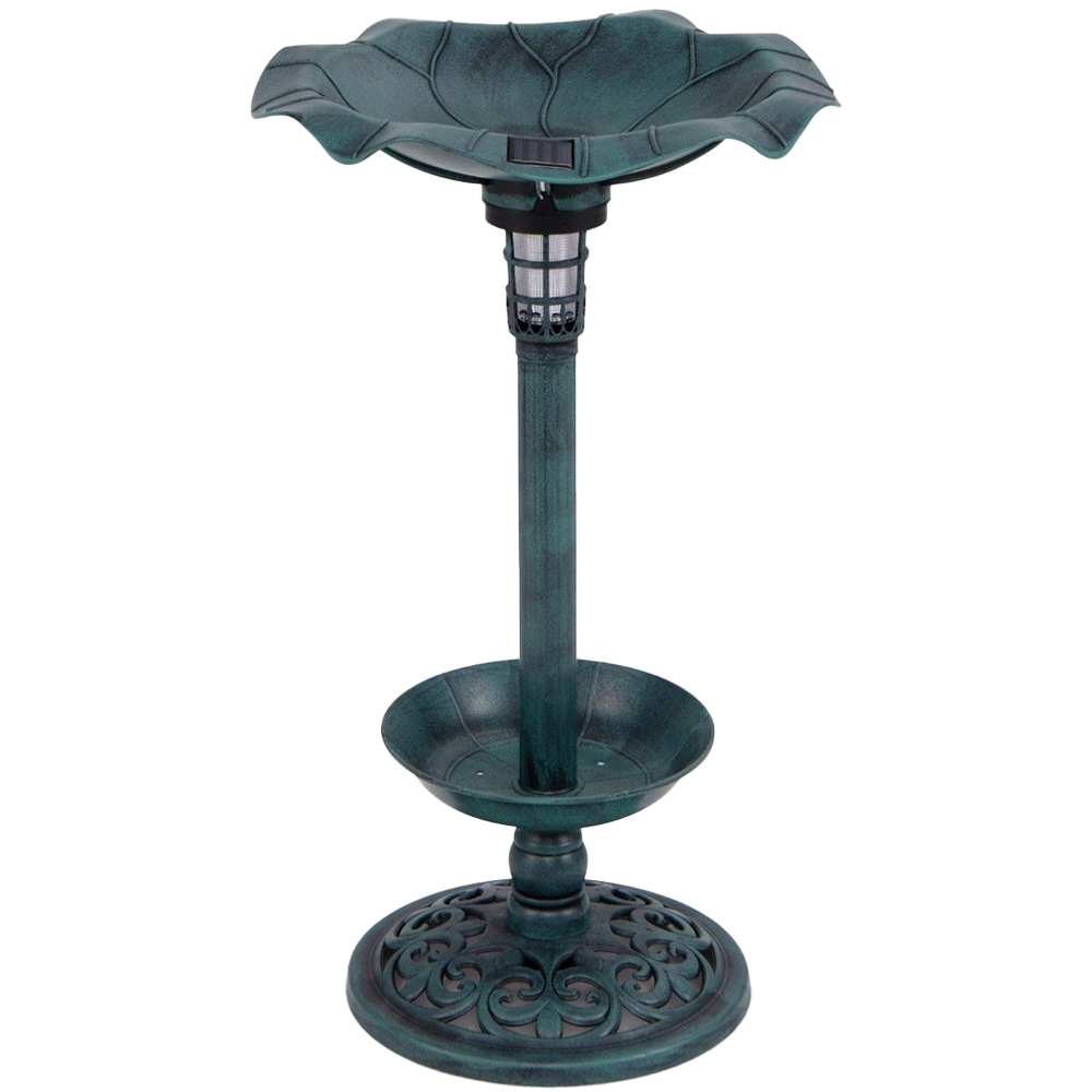 Costway Antique Solar Bird Bath and Feeder with LED