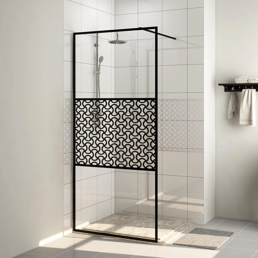 VidaXL Walk-in Shower Wall with Clear ESG Glass 100x195 cm Black