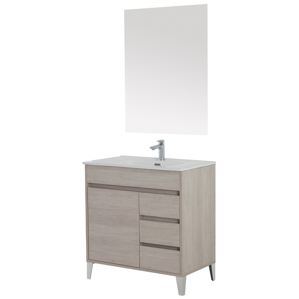 FERIDRAS Mobile bagno composizione lavabo ceramica specchio arredo design moderno 606022