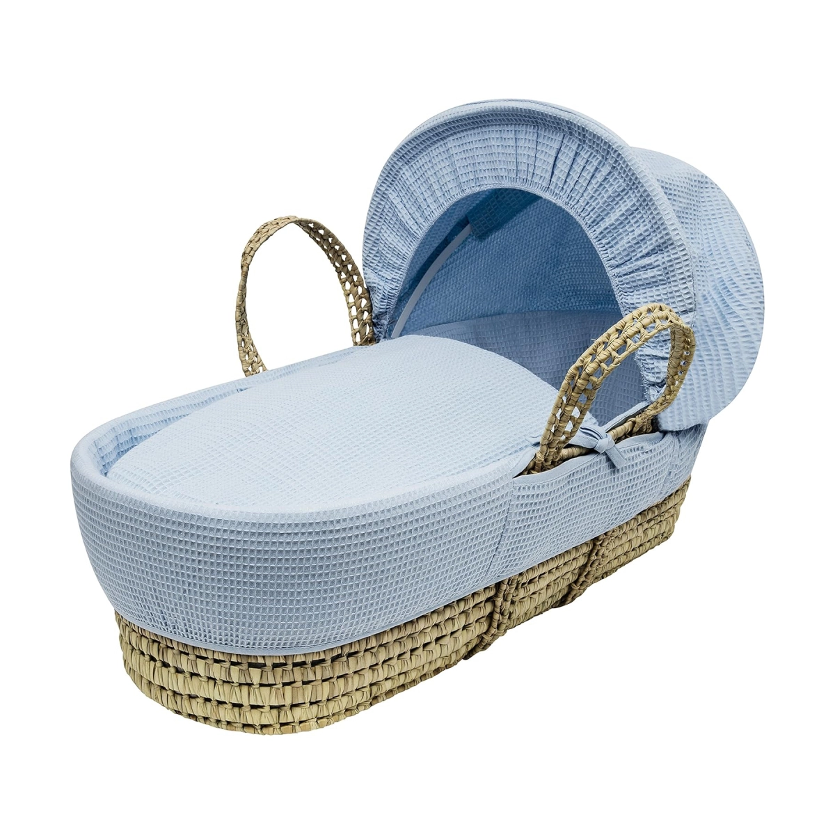 Kinder Valley Palm Moses Basket - Blue Waffle