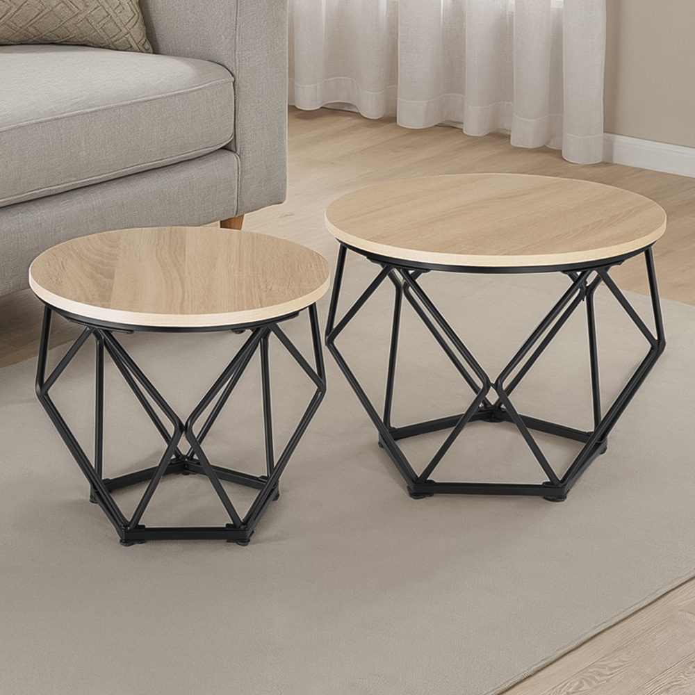 TecTake 2 Coffee Tables Benham, Beige
