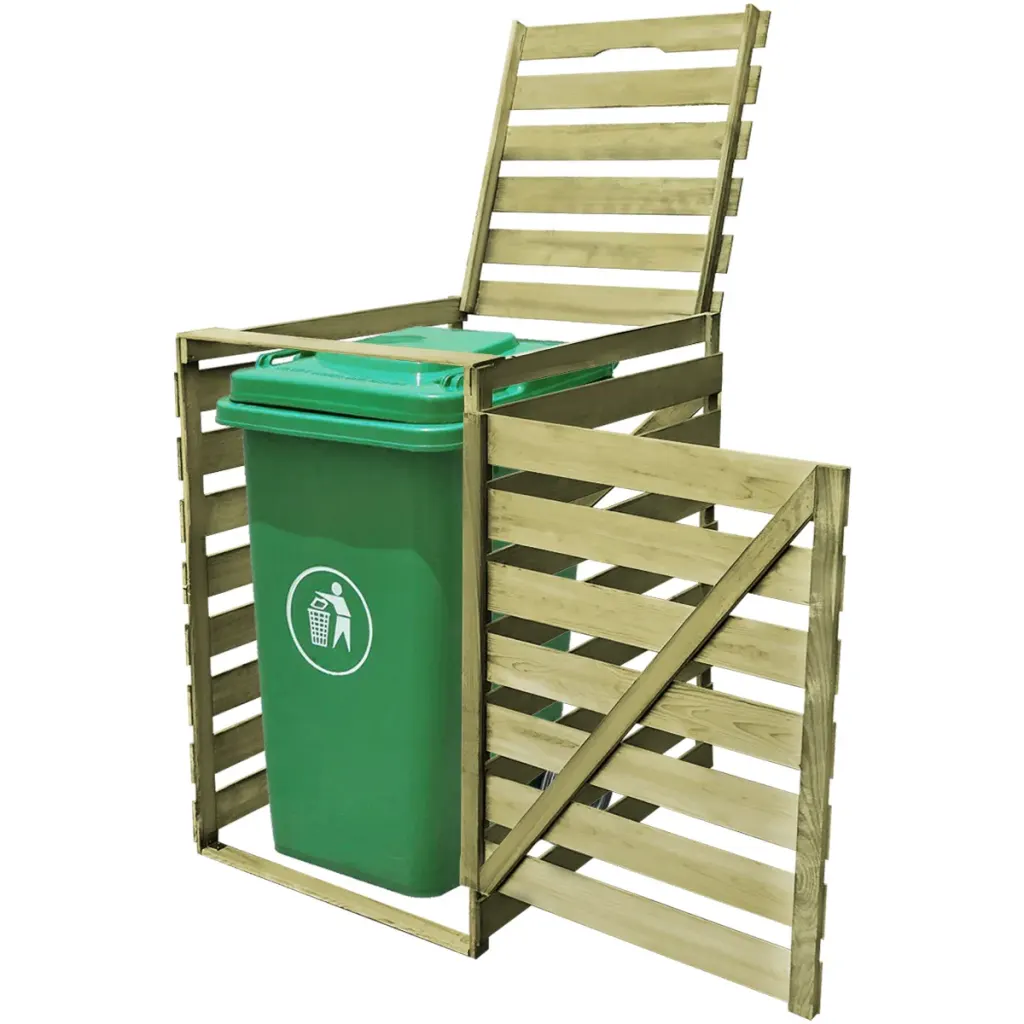 VidaXL Single Wheelie Bin Shed 240 L Impregnated Wood