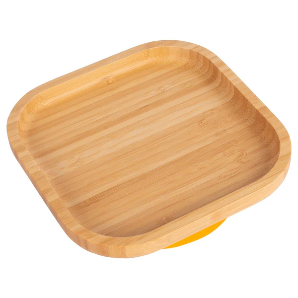 Square Open Bamboo Suction Plate | By Tiny Dining