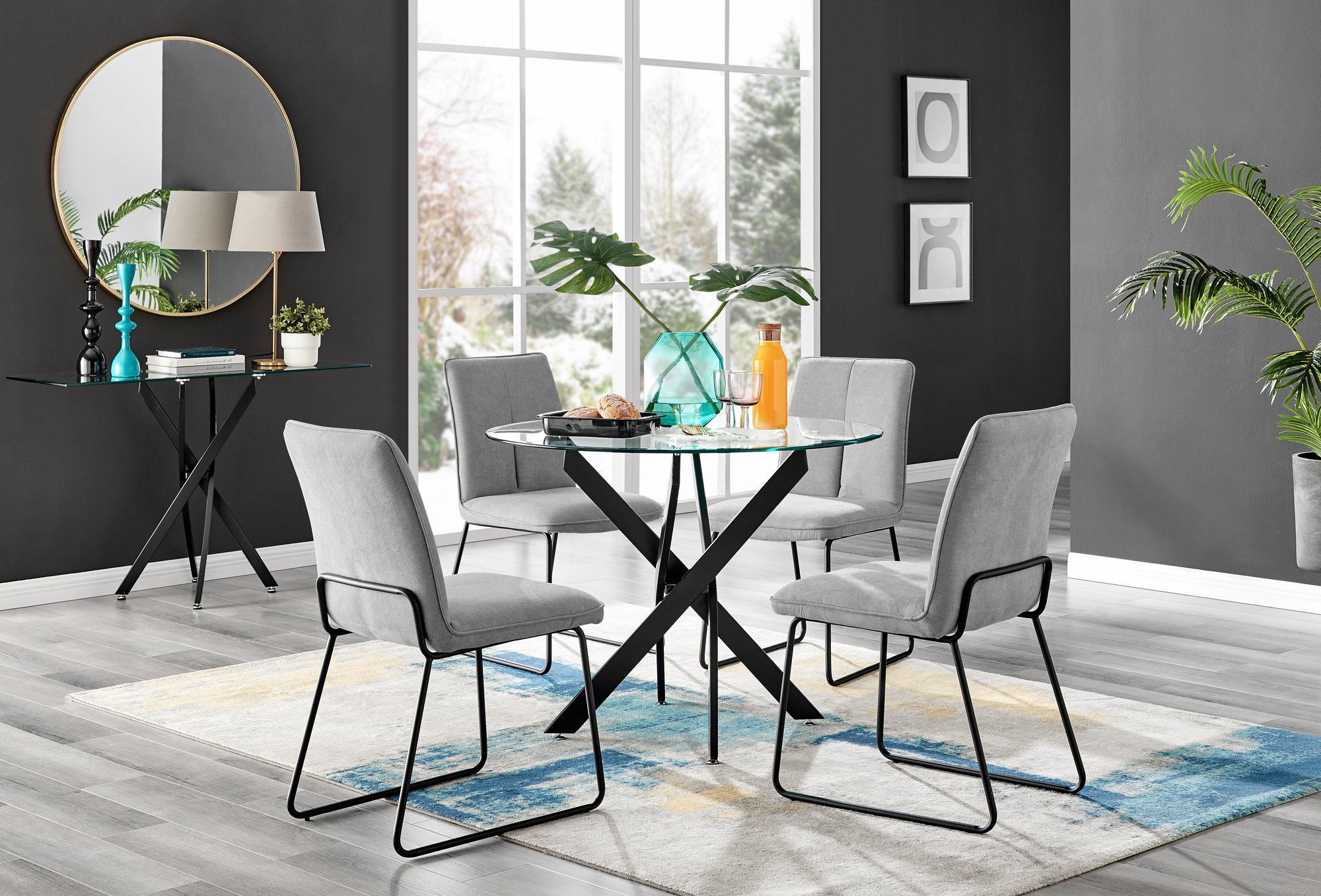 Furniture Box Novara 4 - Person Dining Set black,gray