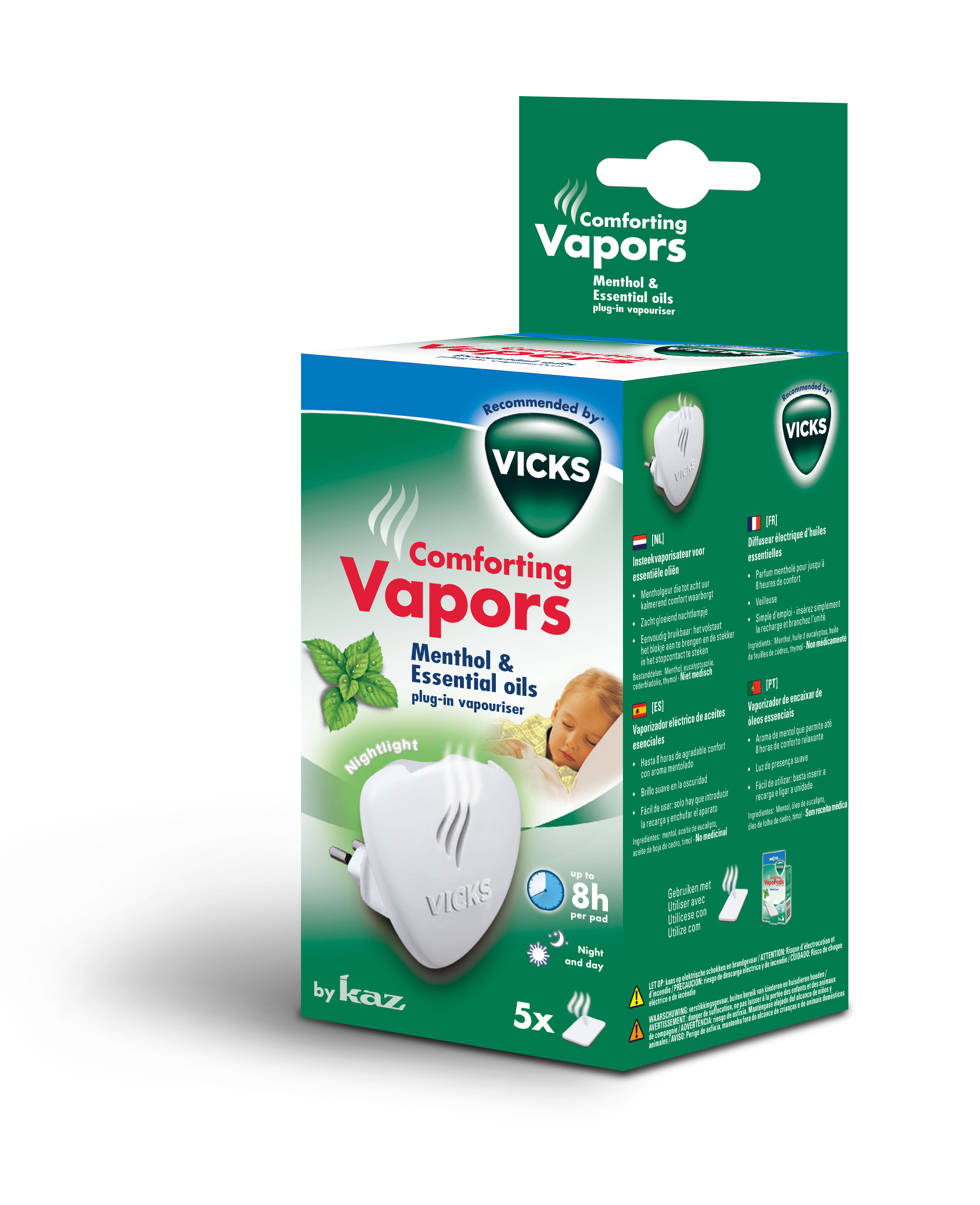 KAZ Europe Vicks Comforting VapoPads Menthol Scent Pack of 7