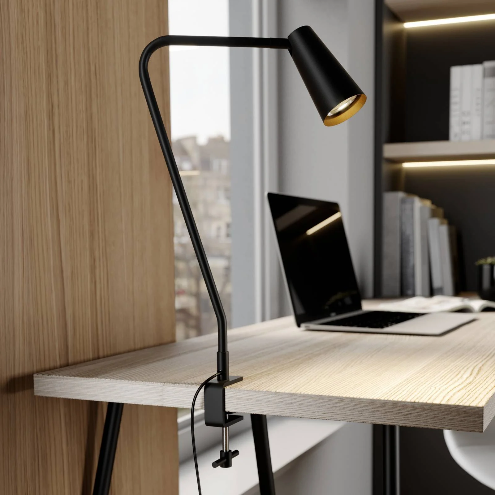 Lucande Angelina clip-on light, black gold