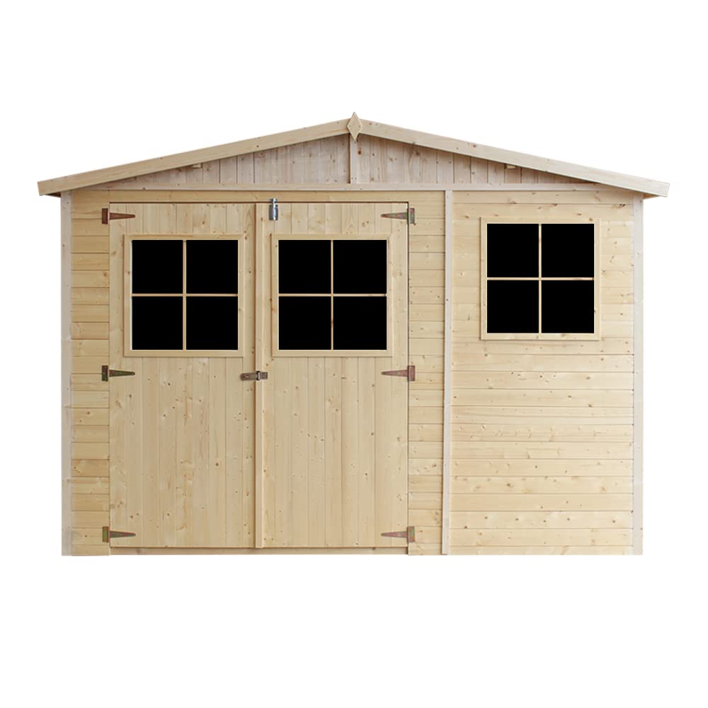 TIMBELA Wooden Garden Shed W11 X L7ft - Fsc Certified Wood - M334