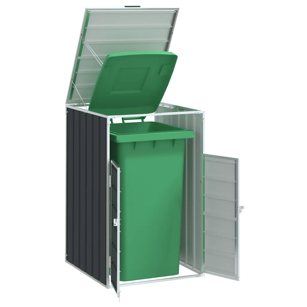 VidaXL Wheelie Bin Storage for Single Bin Garden Trash Cover Anthracite Steel