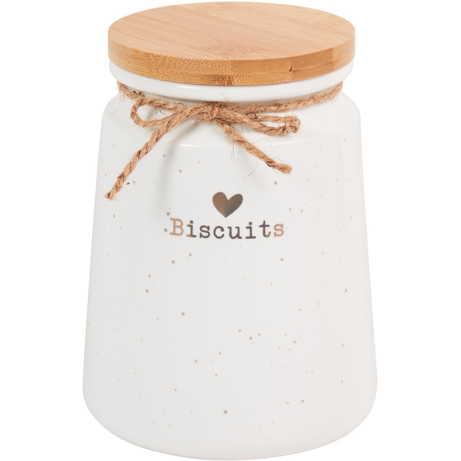 Gold Heart Biscuit Canister with Bamboo Lid