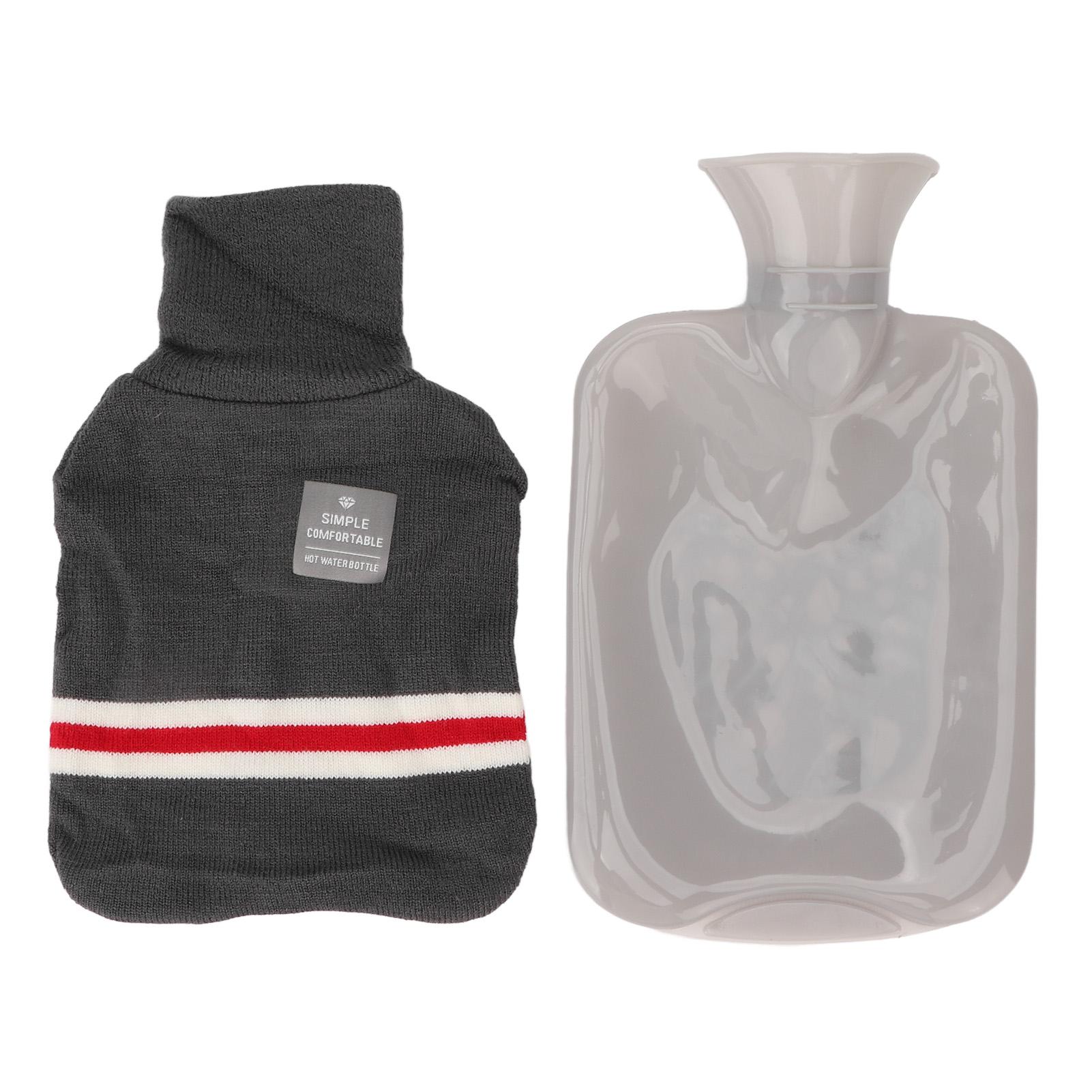 Koogeelife 1000ml Hot Water Bottle Hot Cold Compress Portable Hot Water Warmer with Dark Grey Knit Cover for