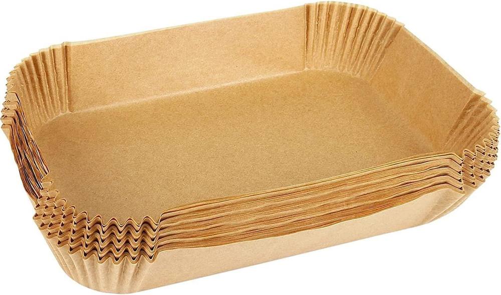 Schallen Pack of 50 Rectangular Air Fryer Parchment Paper Disposable Baking Paper Liner Trays