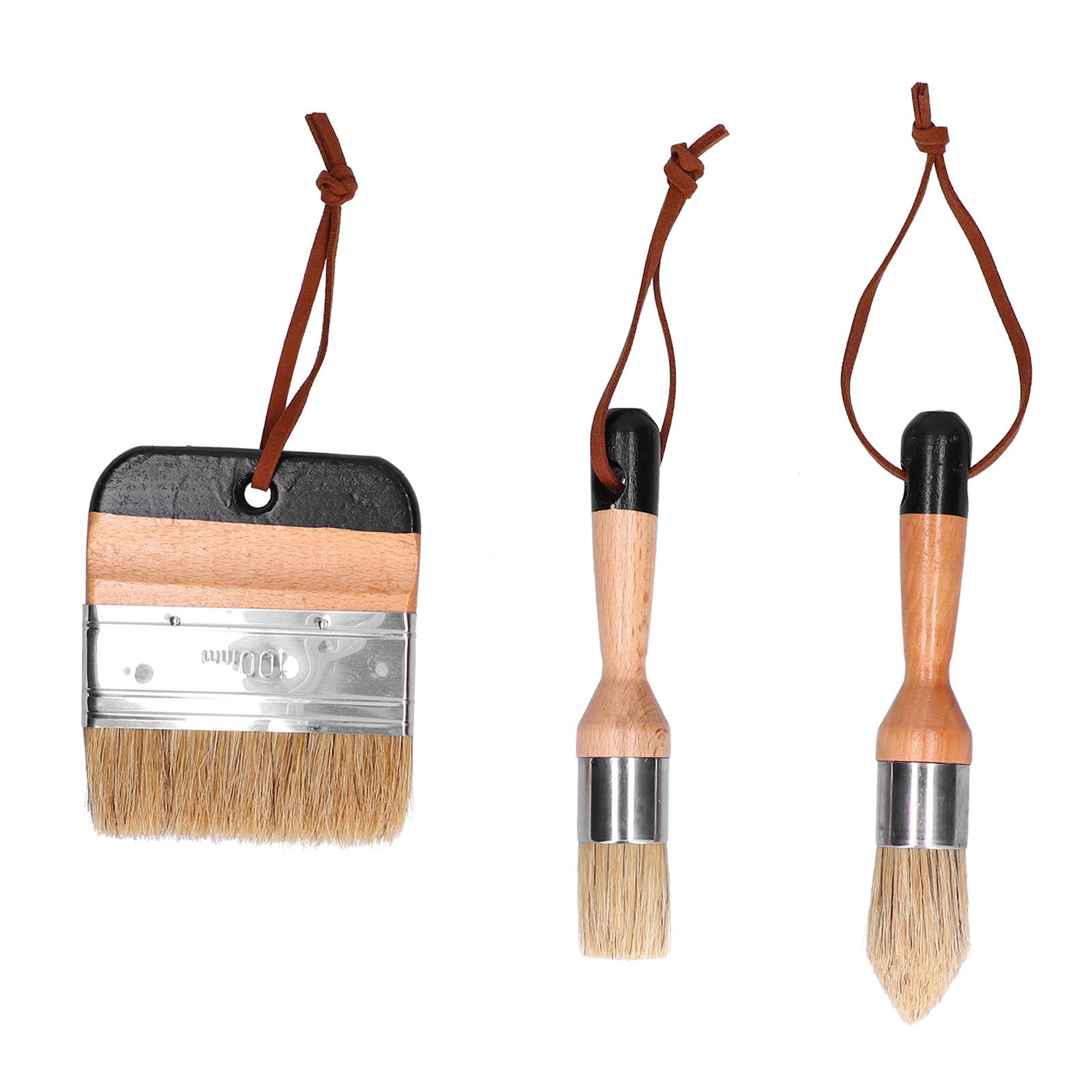 Meterk 3PCS Painting Waxing Paint Brushes Scrubbing and Round Paint Brushes for Wood Furniture Home Decor