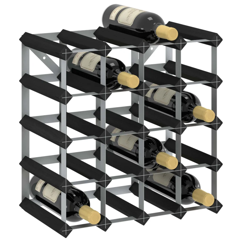 VidaXL Wine Rack for 20 Bottles Black Solid Pine Wood