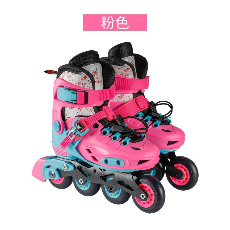 Angel Ting PU Round Children Adult Flat Shoes Universal Roller Skates, Skates Speed Skating Roller Skates Skating Runaway Shoes L pink