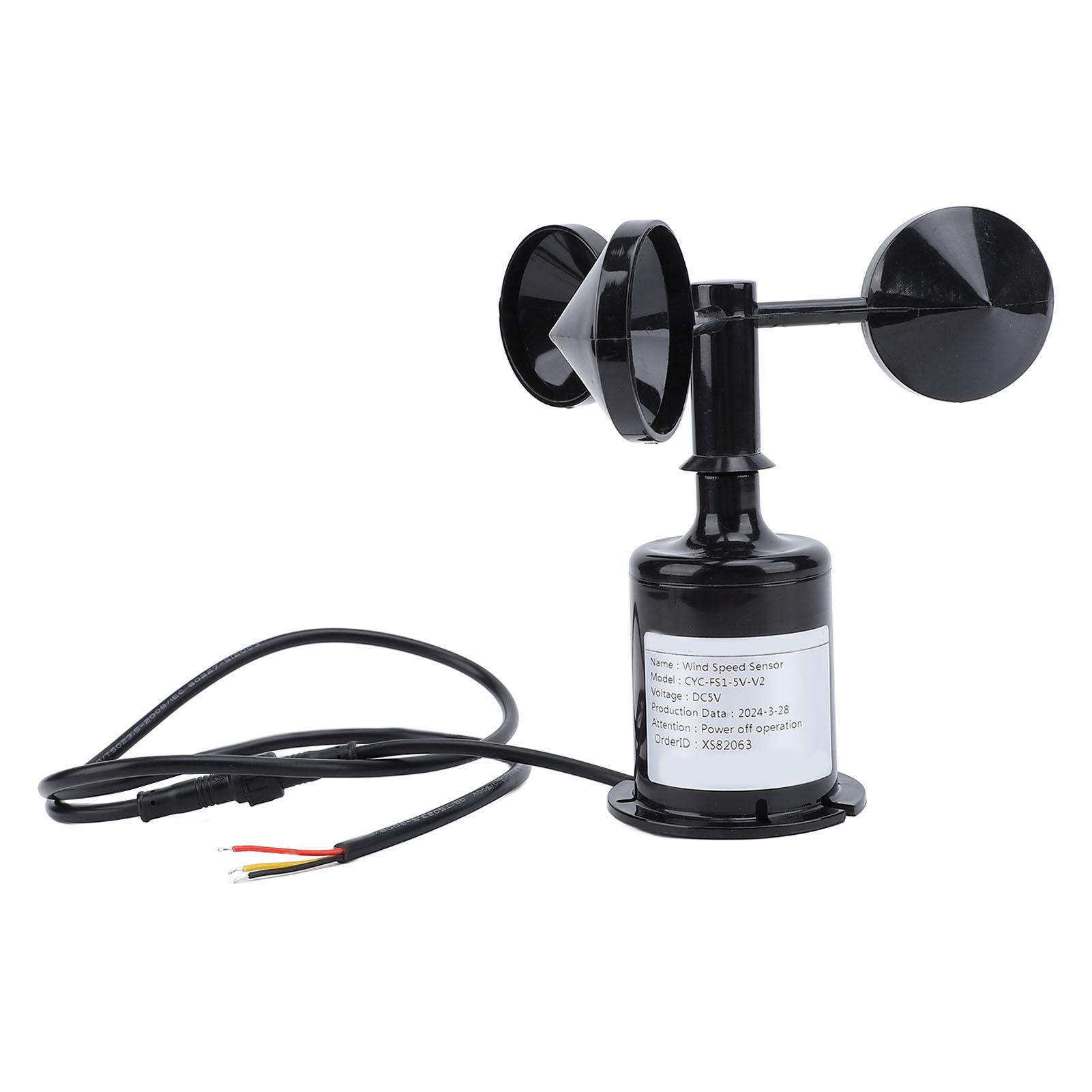 Vestidos Wind Speed Anemometer High Accuracy 5V Wind Speed Monitoring Sensor Measuring Detector with 2.62ft