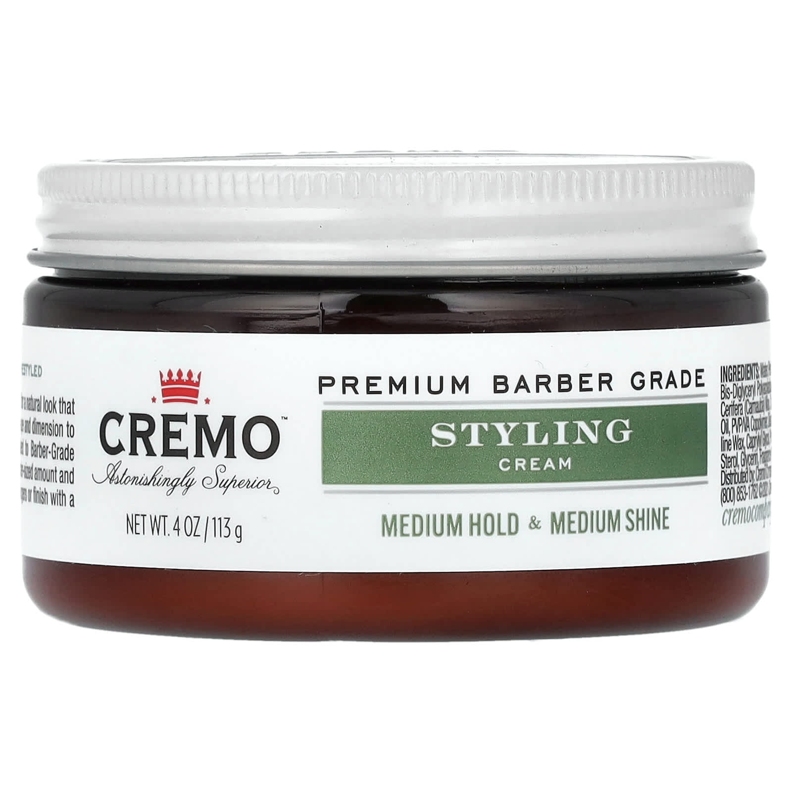 Cremo Hair Styling Cream Medium Styling Moisturizing Styling Cream for Hair for Men 113 g
