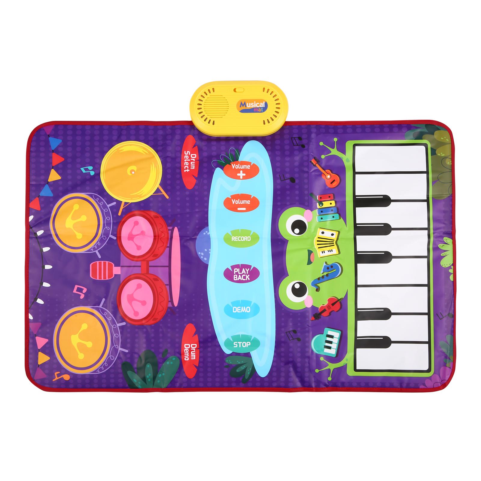 TOMTOP JMS Musical Mat Piano Keyboard & Drum Mat with 2 Sticks Musical Play Mat Volume Adjustable Baby