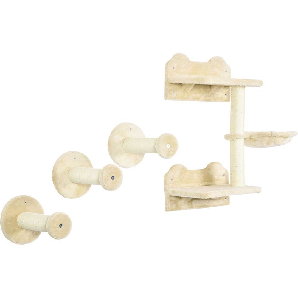 PawHut 4 Piece Cat Shelf, Cat Wall Furniture w/ Hammock, Steps, Platforms