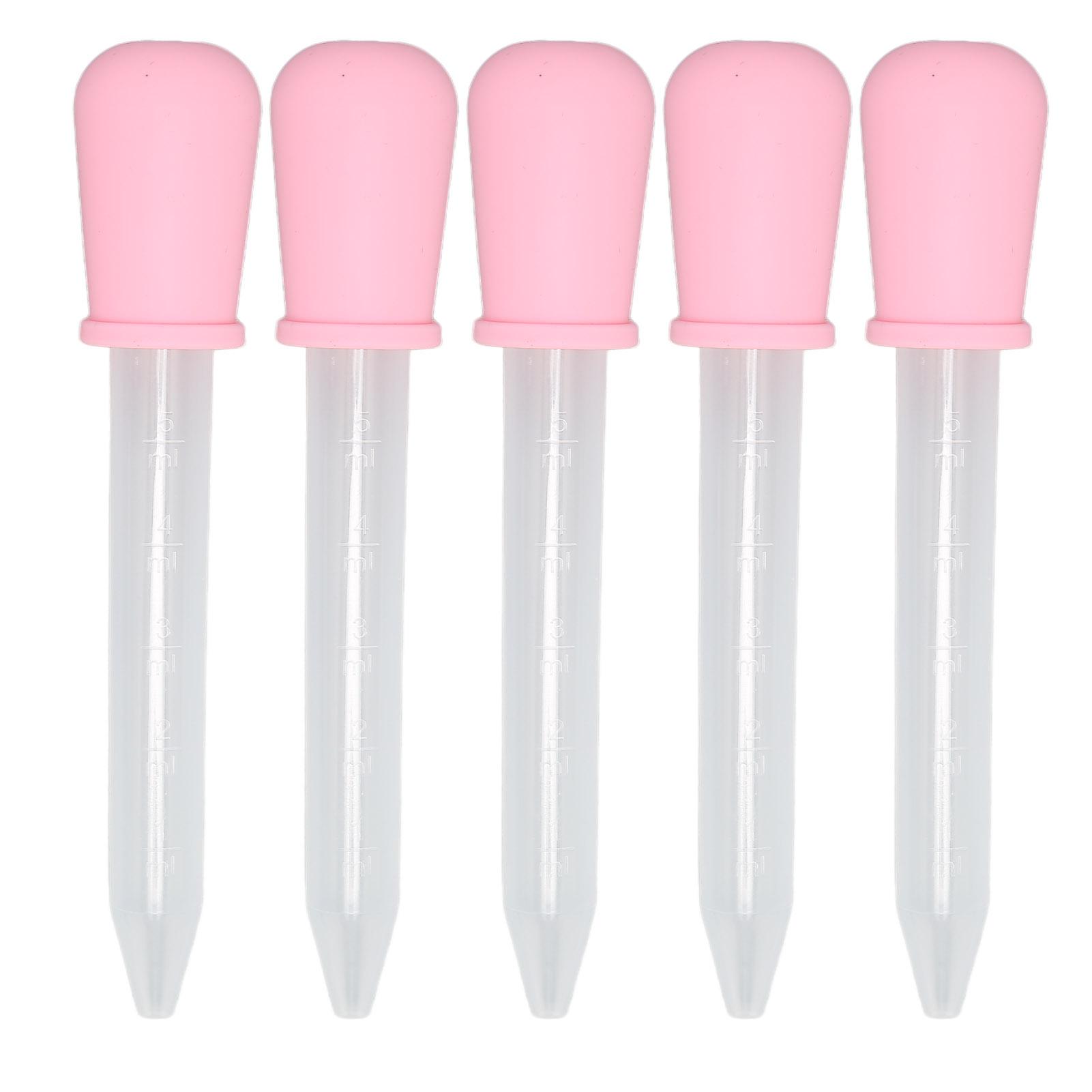 Neoglint 5pcs Liquid Dropper Silicone Jewelry DIY Dropper Transfer Pipettes for Epoxy Resin Laboratory pink