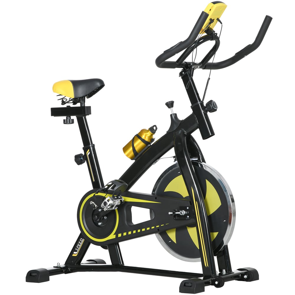 Homcom Sportnow Yellow Adjustable Resistance Exercise Bike