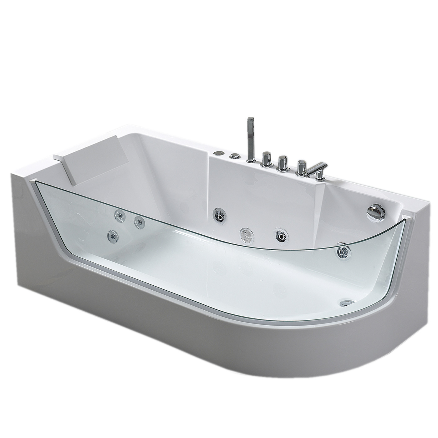 Simbashopping Venice Whirlpool Bath Tub + Panoramic Glass Spa Hydrotherapy 170 x 80cm Hot Tub white