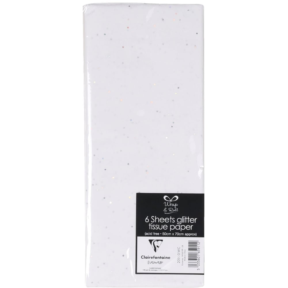 Eurowrap White Glitter Tissue Paper - 6 Sheets