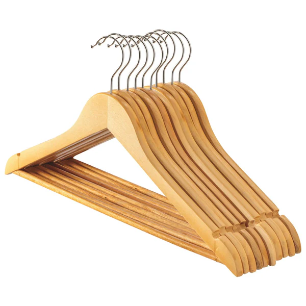  Wooden Coat Hangers - Pack of 10 - Brown