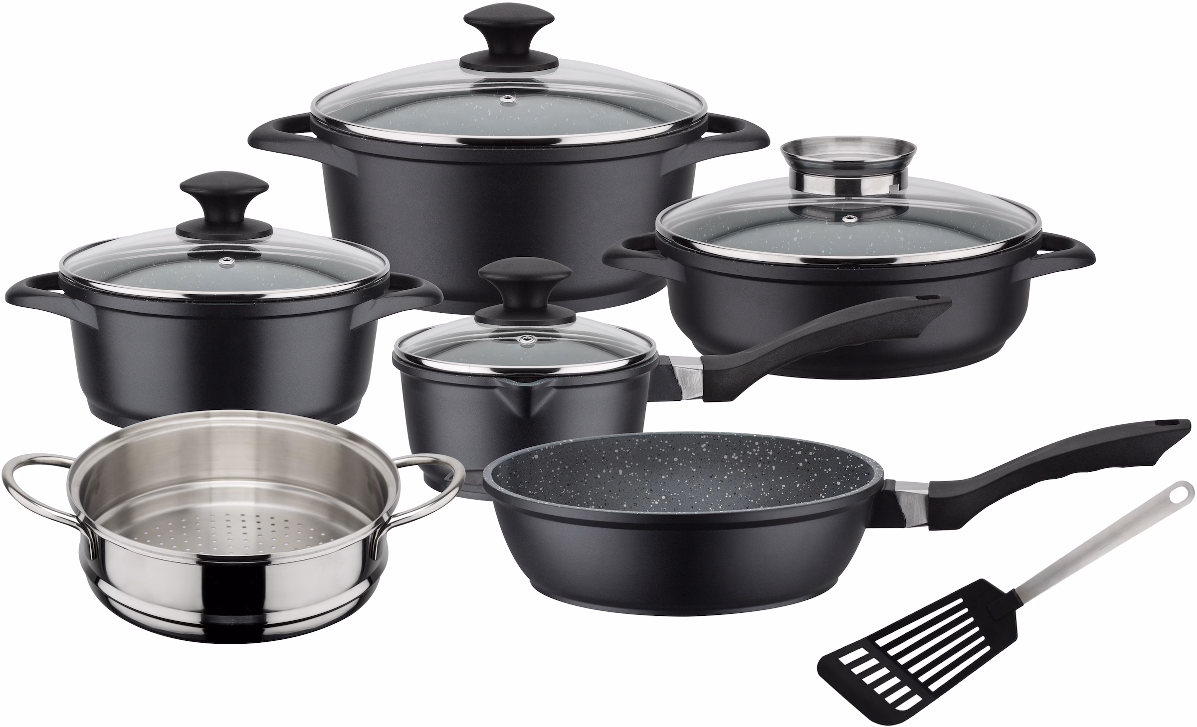 G.S.W. Gourmet 10 Piece Aluminium Non-Stick Cookware Set gray